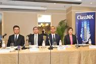 Left to right: RM Kurashiki (ClassNK), T Kinoshita (ClassNK), PM Ravindran (ClassNK) and Dr Thepsithar (NTU). (Photo courtesy of ClassNK)