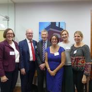 Left to right: Rachel Lawton of Mazars, WISTA UK Treasurer; Thomas Andersson of hosts Stena UK, Bridget Hogan of the Nautical Institute, WISTA UK Secretary and Torild Stokes and Katarina Bateson from Stena UK (Photo: WISTA UK)