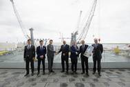 From left to right: Roman Chopyk (Sales Manager Liebherr), Maxim Kim (Area Manager Liebherr), Andreas Müller (Sales Director Liebherr), Dennis Jul Pedersen (CEO Port Esbjerg), Henrik Theilgaard (Technical Director Port Esbjerg), Leopold Berthold (Managing Director Liebherr Rostock), Aaron Boysen (Sales Manager Liebherr) (Photo: Liebherr)
