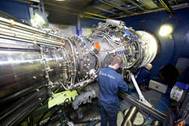 The Rolls-Royce MT30 Marine gas turbine on the test bed (Photo Credit: Rolls-Royce).
