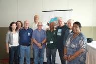 (L to R): Shannon O’Keeffe (ITF campaigns), Liz Blackshaw (ITF fisheries) , Garry Parsloe (MUNZ national president), Joe Fleetwood (MUNZ national secretary), Mick Doleman (MUA deputy national secretary), Daniel Matthew (MTWU organiser), Paddy Crumlin (ITF president), Reg McAlister (MTWU national secretary), Nancy Manga (MTWU organiser)