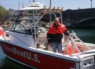 Capt. Shawn Brule of TowBoatUS Cape Cod aboard his towing response vessel.