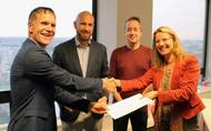 Paul Smits - Chairman of Foundation Board PortXL (CFO Port of Rotterdam), Mare Straetmans - PortXL Managing Director, Raymond Hannes - Member of Foundation Board PortXL (Managing Partner DigiGurus) and Kirsten Bradley – Director Business Development Mammoet Europe. Photo: Mammoet
