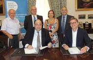 (L-R standing) Godwin Xerri, MMF Board Member and Managing Director, Focal Marine Shipping Agency, Joe Borg, MMF Chairman and former EU Commissioner, Dr Ann Fenech, MMF Board Member and President of the Malta Maritime Lawyers’ Association, Joseph Bugeja, MMF CEO and General Manager, Malta Motorways of the Seas, (seated) Michael Callus, MMF Board Member, Head of Education, Safety, Quality Sub-Committees and Director Medsea Shipping Agency, and Matt Gilbert, Head of Business & Partnerships, The In