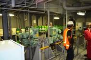 MAJ port State control officer, Henry Tomlinson conducting an inspection of the engine room of a vessel.