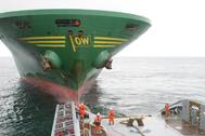 Svitzer Salvage connects to a simulated casualty in a joint exercise with German and Dutch authorities.