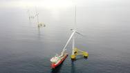 WindFloat Atlantic the world's first first semi-submersible floating wind farm, located 20km off the coast of Viana do Castelo, Portugal. Image courtesy EDP Renovables