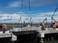 Workers from RUSH Marine begin removal of existing berth at site of new Cruise Terminal 3
(Photo: Canaveral Port Authority)
