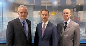 L-R - Nick Shaw (IG CEO), Rolf Thore Roppestad (IG Chair), and Andrew Cutler (ex IG Chair). © International Group of P&I Clubs
