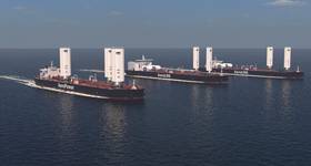 Union Maritime’s growing fleet of WindWings® powered vessels. Credit: Union Maritime