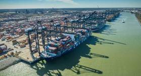 Five vessels docked at Bayport Container Terminal. © Port Houston