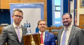 Left to right: SVP and General Counsel, Ingram Barge Company Andrew Brown; Rep. Chuck Fleischmann; WCI President/CEO Tracy Zea. Image courtesy WCI
