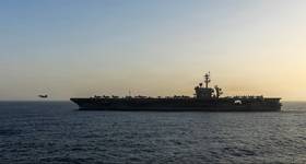 USS Abraham Lincoln (CVN 72) conducts U.S. blockade operations in the Arabian Sea, April 16. (U.S. Navy photo)