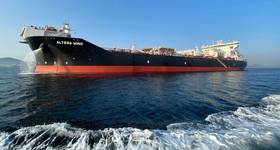 The 105,000dwt Altera Wind (now the Maran Wind), one of the former Altera shuttle tanker fleet taken over by the Angelicoussis conglomerate. (credit: Maran Shuttle Tankers).