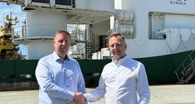 Vidar Rise, CEO of Shorly (left, and Styrk Bekkenes, Partner at Seacap, enter a partnership to provide ports with a simpler route to zero-emission, profitable operations. © Seacap