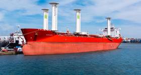 bound4blue eSAIL suction sails on board Marflet Marine's Santiago I, a 49,999 DWT chemical tanker. © bound4blue