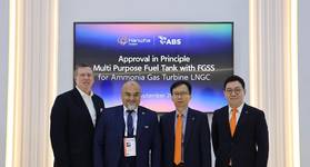 (L to R): Matthew Tremblay, ABS Senior Vice President, Global Offshore Markets; Rostom Merzouki, ABS Vice President, Global Sustainability; John Ki Lim, Hanwha Ocean General Manager and Team Leader of Commercial Vessel Development team; and Dong Kwon (Duke) Lee, Hanwha Ocean Senior Vice President and Head of Basic Performance R&D Center.

Image courtesy ABS