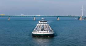 The 135-m tanker Felicitas was designed by RensenDriessen Shipbuilding and fitted out by Den Breejen Shipyard. Image courtesy AMS Barging