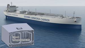 83,000m3 Ammonia Carrier with IMO Type B Independent Tank. © Oshima Shipbuilding