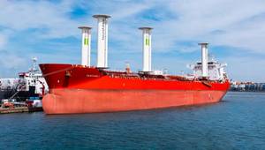bound4blue eSAIL suction sails on board Marflet Marine's Santiago I, a 49,999 DWT chemical tanker. © bound4blue