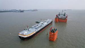 Bunker barge United LNG I was christened in the port of Antwerp. Image courtesy Somtrans