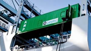 Cavotec´s PowerFit is a containerized ship-mounted cable management system. © Cavotec
