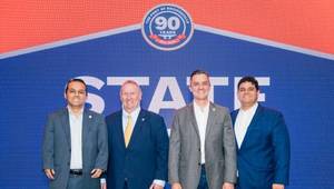 From left, BND Commissioner David A. Garcia, BND Secretary John Reed, BND Vice Chairman Ernesto Gutierrez and BND Commissioner Luis H. Villarreal Jr., stand on stage during the Port of Brownsville's annual State of the Port on June 11, at the Rancho Viejo Conference Center in Rancho Viejo, Texas. © Port of Brownsville