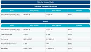 Screenshot of the TCE Calculator. © Baltic Exchange