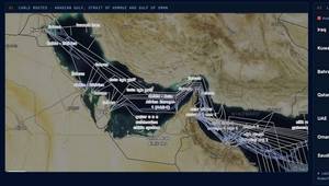 Live subsea cable landings per country across the Arabian Gulf, Strait of Hormuz and Gulf of Oman, with countries ranked
by exposure. Source: Windward Maritime AITM Platform.