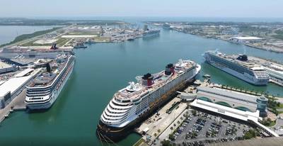 Port Canaveral, FLA with the port's container facility in the center background. (File Image / Port Canaveral)