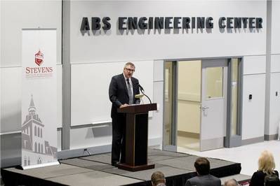 ABS Chairman, President and CEO Christopher J. Wiernicki addresses attendees at the dedication ceremony for the new ABS Engineering Center at Stevens Institute of Technology - Copy