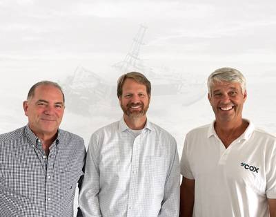 L to R: Doug Ross, Chuck Gould & Bruce Woodfin. Image courtesy Cox Marine
