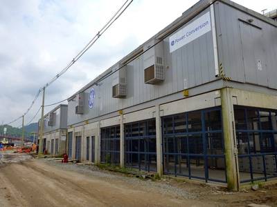 One of GE’s e-houses that provides power generation and control to the Tiplam terminal at the port. (Photo: GE)