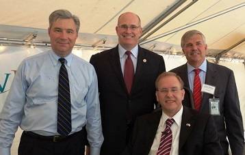 Rep. Jim Langevin (front), Sen. Sheldon Whitehouse, Acting Maritime Administrator Paul “Chip” Jaenichen, and ProvPort Chief Operating Officer Bruce Waterson