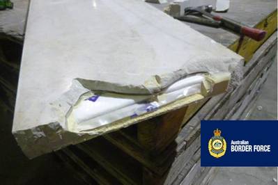 Marble which has been deconstructed to show the illicit substance. (Photo: Australian Border Force)