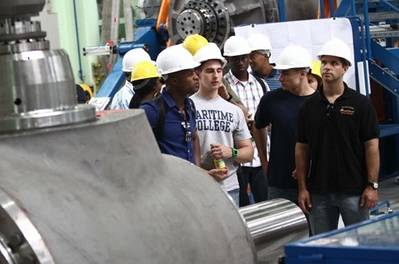 Maritime Cadets tour the plant (Photo: SUNY Maritime)