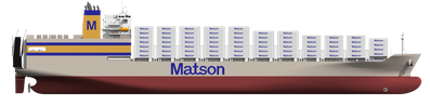 Matson's newest vessel, the largest combination container / roll-on, roll-off ("con-ro") ship ever built in the United States. Image Credit: NASSCO