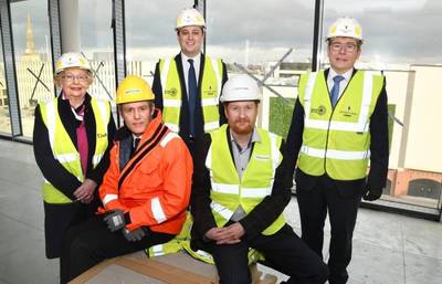 Back row left to right: Cllr Heather Scott, Tees Valley Mayor Ben Houchen, Peter Gibson MP Front row left to right: Simon Hounsome (DeepOcean Subsea Cables) and Pierre Boyde (Enshore) Photo: DeepOcean