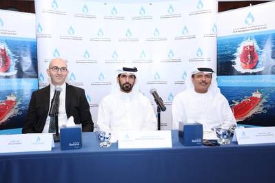 From right to left Mr. Khamis Juma Buamim, Group CEO, Abdulla Saeed Abdulla Brook Al Hemeiri, Chairman, and Ahmad Al Kilani, Board Member Photo Gulf Navigation