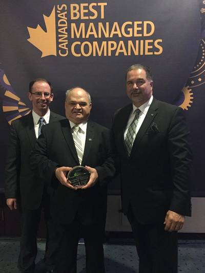 From left to right: Matthew Hynes (Executive Vice President), Captain Sid Hynes (Executive Chairman) and Steve Bilas (Vice President, Marketing & Sales) (photo courtesy of Oceanex)