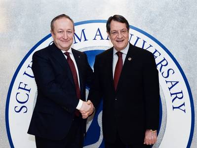 Sergey Frank Pres & CEO Sovcomflot (left) + President Anastasiadis (right) of the Republic of Cyprus (Photo: Sovcomflot)