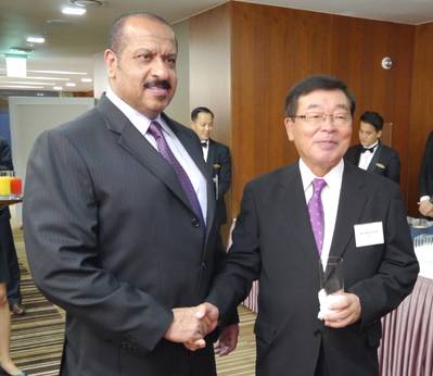 Sheikh Talal Al-Khaled Al-Ahmad Al-Sabah, Chief Executive Officer of KOTC (left), with Noboru Ueda, Chairman and President of ClassNK