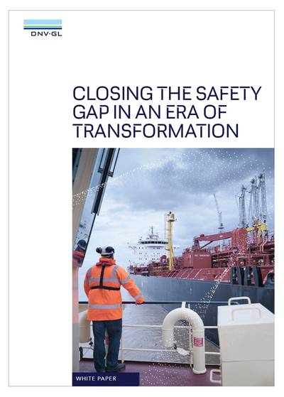 The white paper identifies a looming “safety gap” between shipping’s existing approach to safety risks and its ambitions for greater digitalization and the adoption of alternative fuels. (Image: DNV GL)