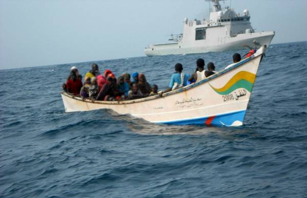 Adrift in the Gulf of Aden with ESPS RELMAPAGO in the background: Photo credit EUNAVFOR