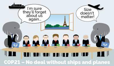 Aviation and shipping: the elephants in the Paris climate talks room. Illustration: Transport & Environment