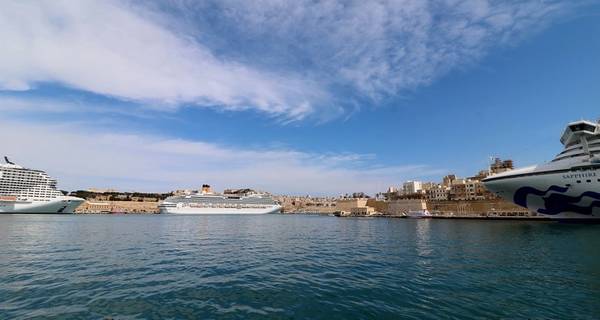 MSC Bellissima, Costa Fascinosa and Sapphire Princess at Valletta's Grand Harbor (Photo: Valletta Cruise Port)