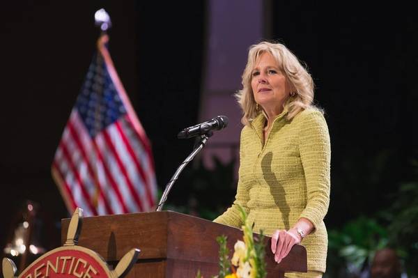 Jill Biden, the former Second Lady of the United States, delivers commencement address at The Apprentice School graduation. Photo by Ashley Cowan/HII