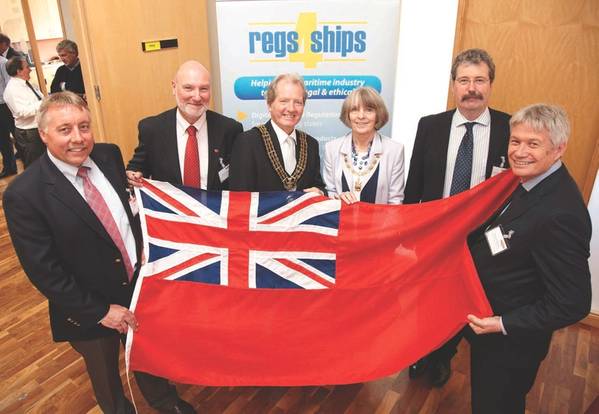 L-R: Captain Mark Capon, Captain Mick Caulkin, The Right Worshipful The Mayor of Southampton