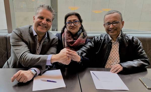 ChartWorld’s Oliver Schwarz and MSL’s Sumita and Shankar Roy are excited to start the collaboration and shape a new era for Maritime Serv (Photo: ChartWorld)