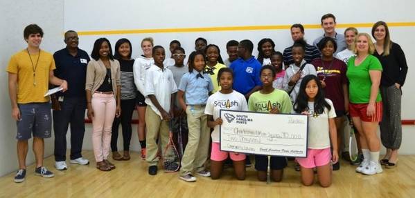 Chucktown Squash participants accept a $2,000 Community Giving award (Photo courtesy of the SC Ports Authority)